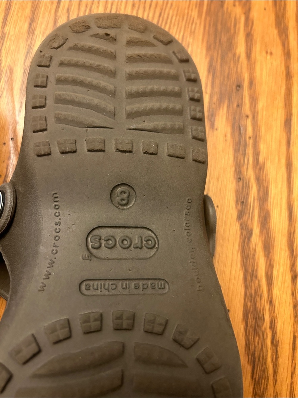 CROCS Two-Strap Slides - Light Pink Insole with Brown Straps - Picture 4 of 4